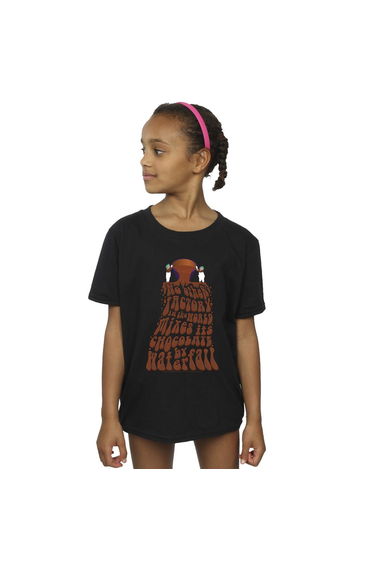 Willy Wonka Girls Chocolate Waterfall Cotton T-Shirt - Black