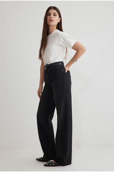 Black High Waist Wide Leg Jeans