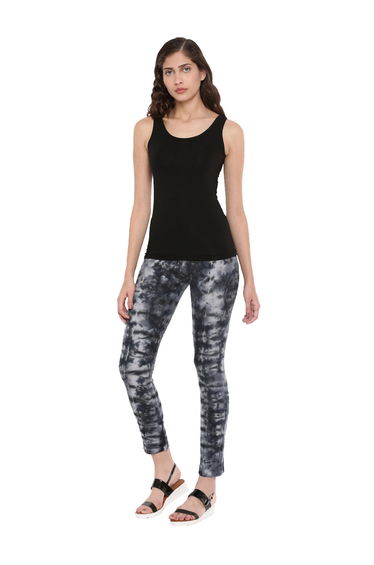 Black Knit Cotton Blend Fitted Tank