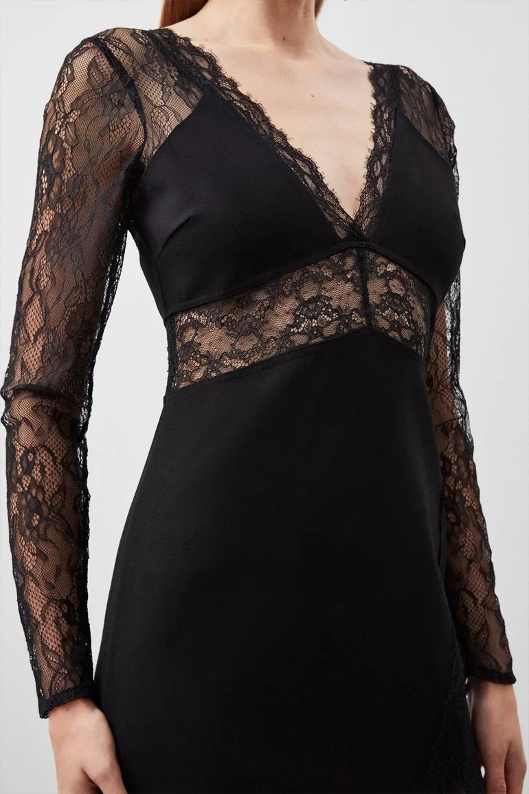 Petite Lace And Ponte Jersey Maxi Dress - 2