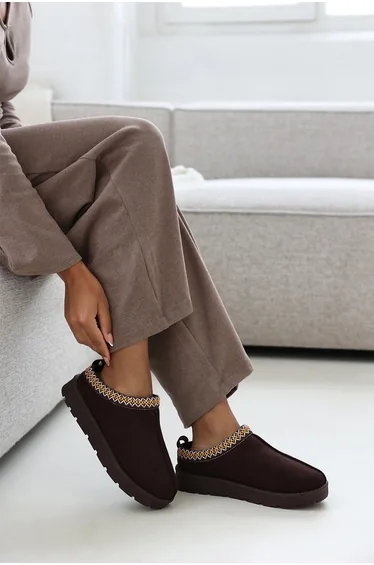 Quincy Cosy Brown Faux-Suede Fur Lining Slipper