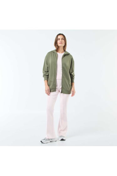 Plain Hooded Cardigan GREEN