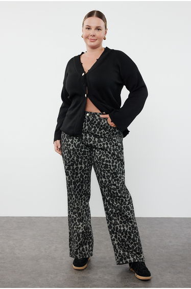 Black V-Neck Cutout Detailed Knitwear Cardigan