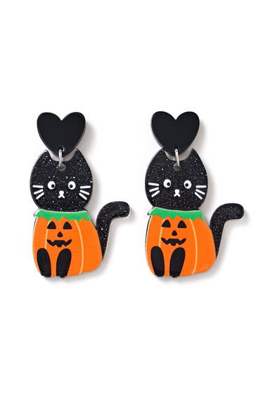 Pumpkin Cat Acrylic Drop Earrings