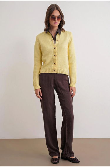 Mixray Ribbed Knit Button Cardigan