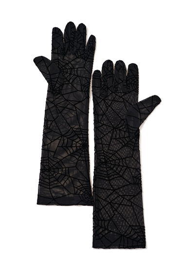 Halloween Spider Web Mesh Elbow Gloves