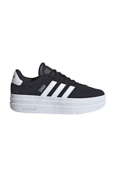 Adidas Girls Court Bold 3 Stripes Leather Platform Trainers - Black/White