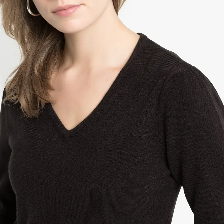 Fine Knit V-Neck Jumper/Sweater - 2