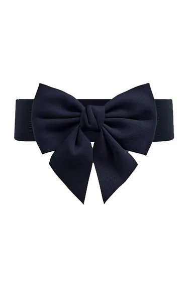 Stretchy Solid Color Bowknot Corset Belt in Navy