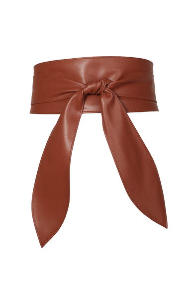 Faux Leather Tie Knot Corset Belt in Caramel