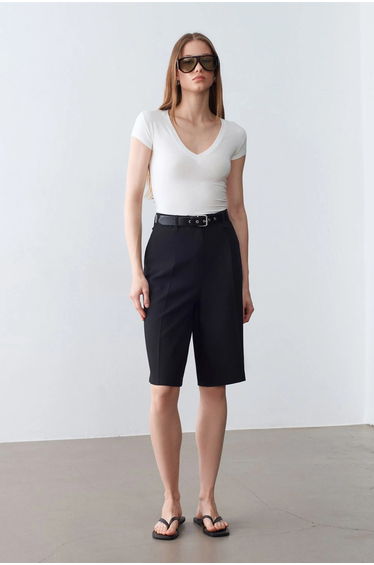 Dilvin Slim Fit V-Neck Jersey Blouse