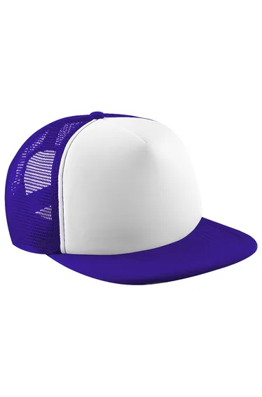 Beechfield Vintage Plain Snap-Back Trucker Cap (Pack of 2) - Purple/White