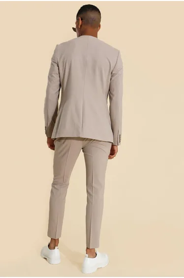 Skinny Fit Collarless Single Breasted Blazer