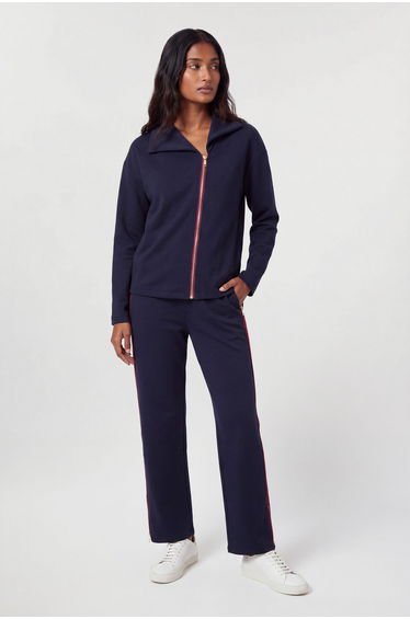Viscose Blend Off Duty Zip Front Jacket