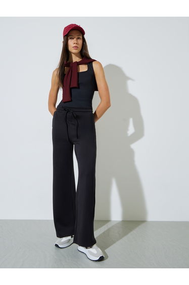 Black Wide Leg Drawstring Joggers