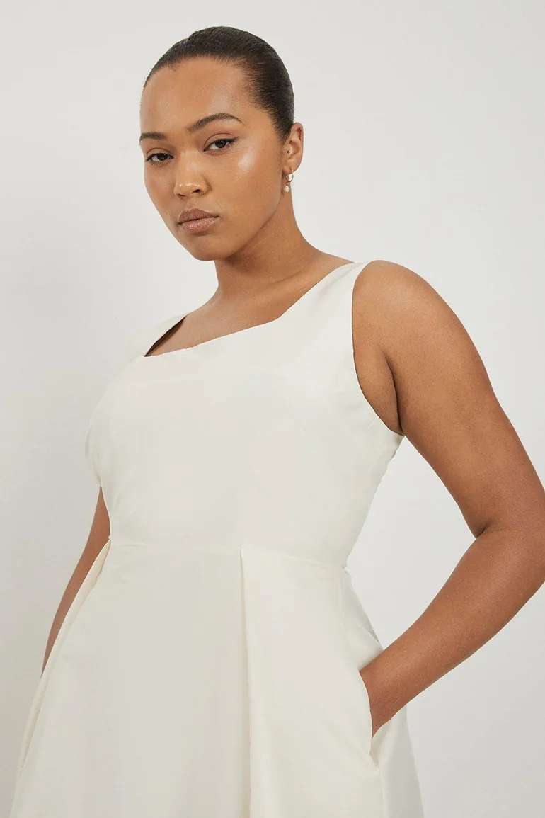 midi dress white long sleeve Six Stories Women's Lace Sleeve Cup Detail Midi Dress - White