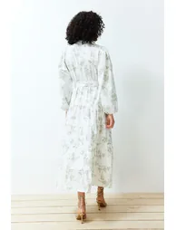 Ecru Unlined Floral Woven - 5