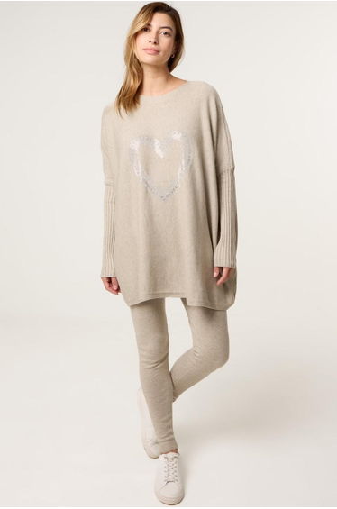 Heart Diamante Oversized Jumper