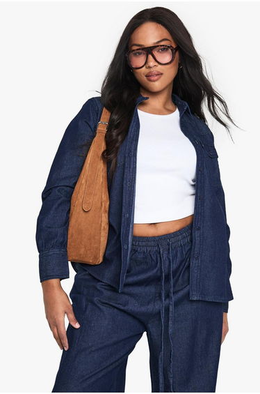 Plus Denim Western Shirt - indigo