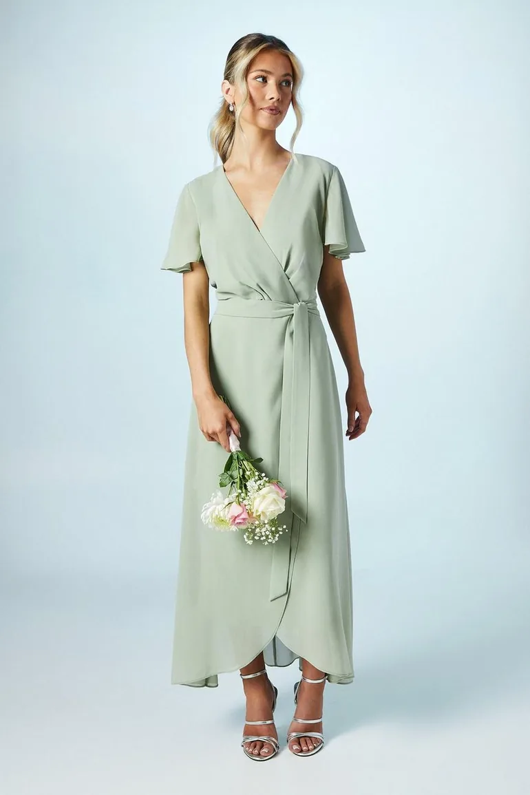 Teen Georgette Waterfall Wrap Dress
