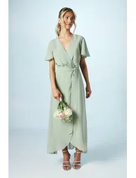 Teen Georgette Waterfall Wrap Dress