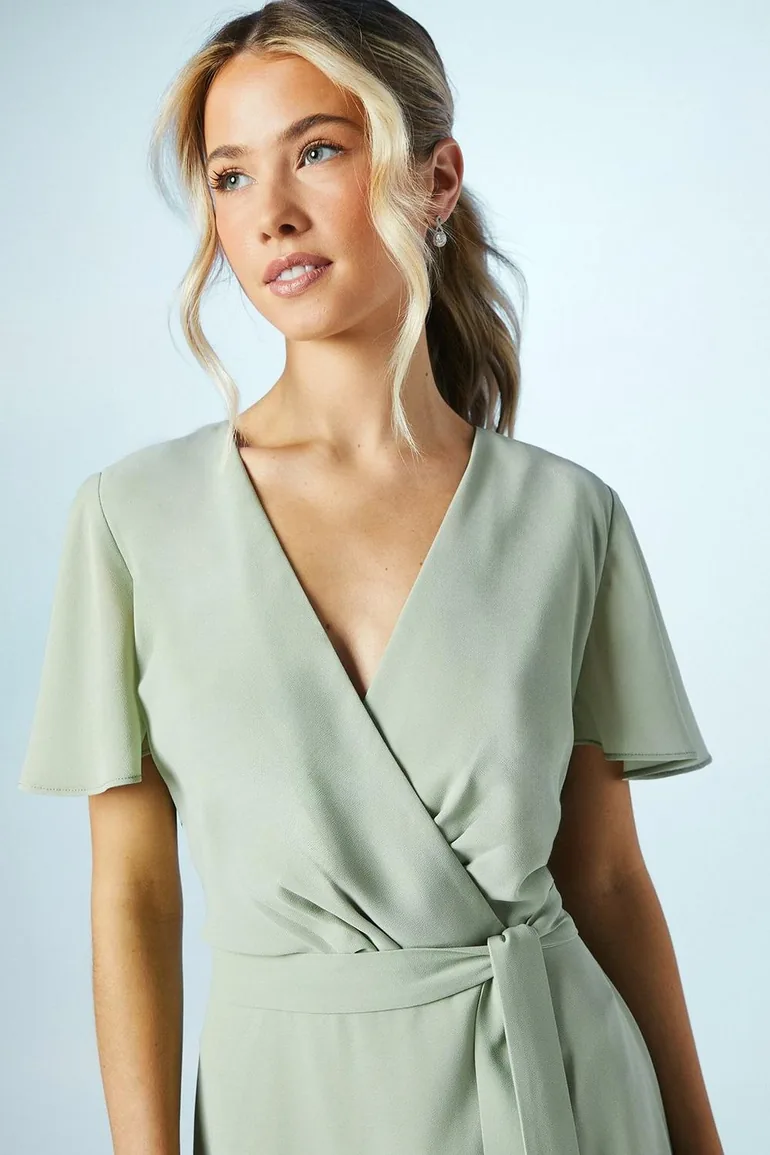 Teen Georgette Waterfall Wrap Dress - 2