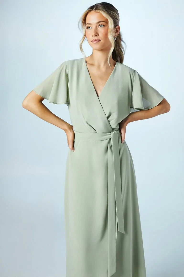 Teen Georgette Waterfall Wrap Dress - 1