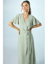 Teen Georgette Waterfall Wrap Dress - 1
