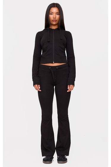 Black Low Rise Skinny Flare Trousers