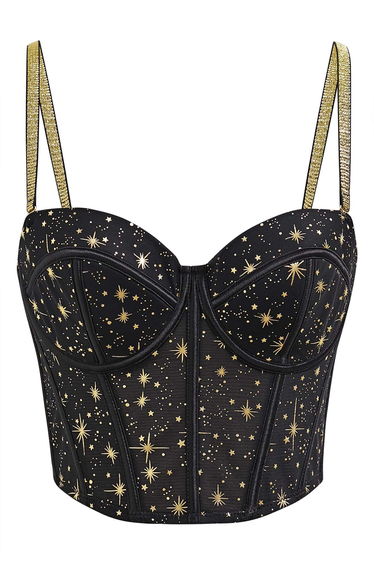 Midnight Charm Golden Stars Bustier Top