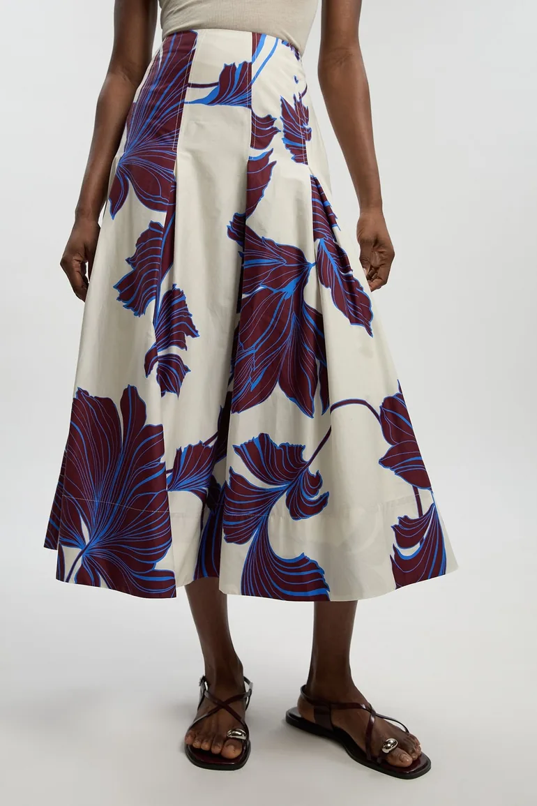 تنورة قطن ساتين بطبعة غرافيك - 2