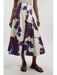 تنورة قطن ساتين بطبعة غرافيك - 2