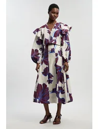 تنورة قطن ساتين بطبعة غرافيك