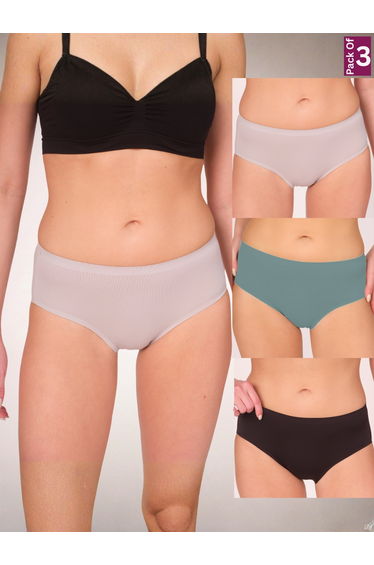 Pack of 3 - Women Solid Comfort Full Briefs