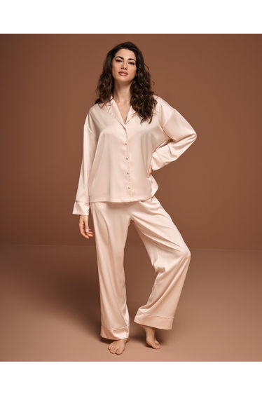 Satin Long Sleeve Button-down Shirt