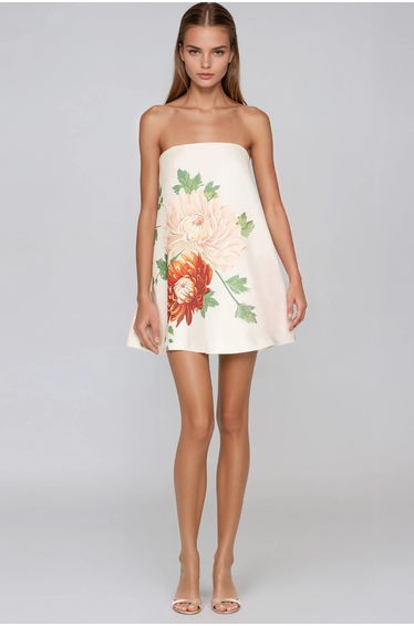 Firat Strapless Floral Scarf Mini Dress