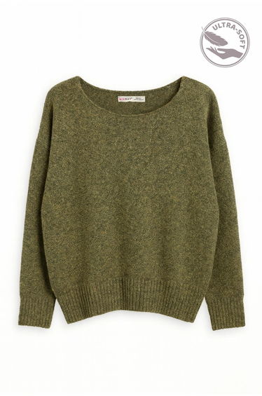 MIXRAY Oversized Boat Neck Knit Sweater