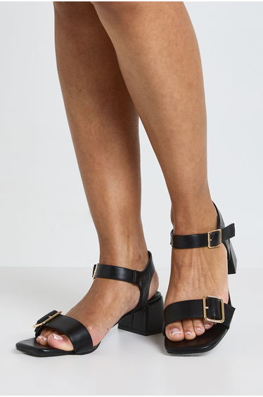 Wide Fit Buckle 2 Part Heels - black