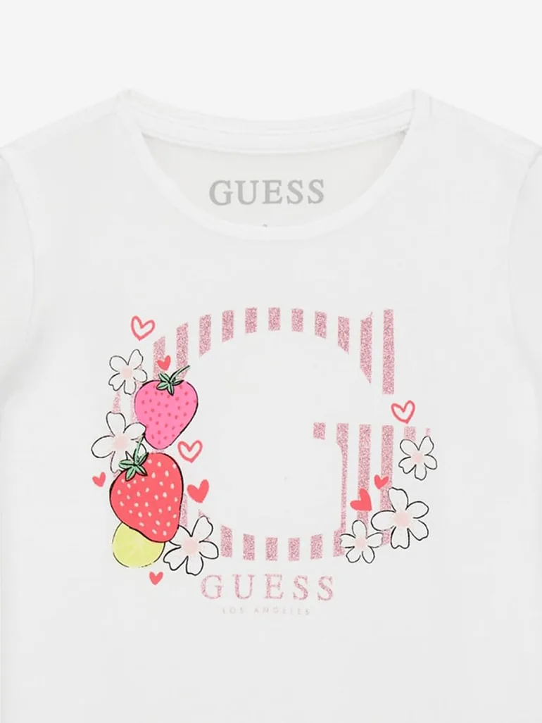 Guess Girls Strawberry Logo T-Shirt in White - 2