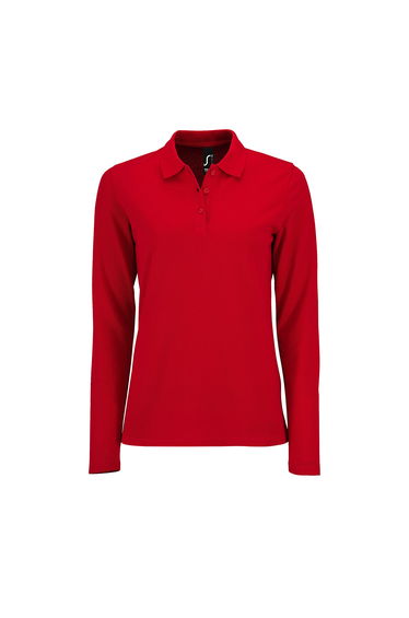 SOLS Womens/Ladies Perfect Long Sleeve Pique Polo Shirt - Red