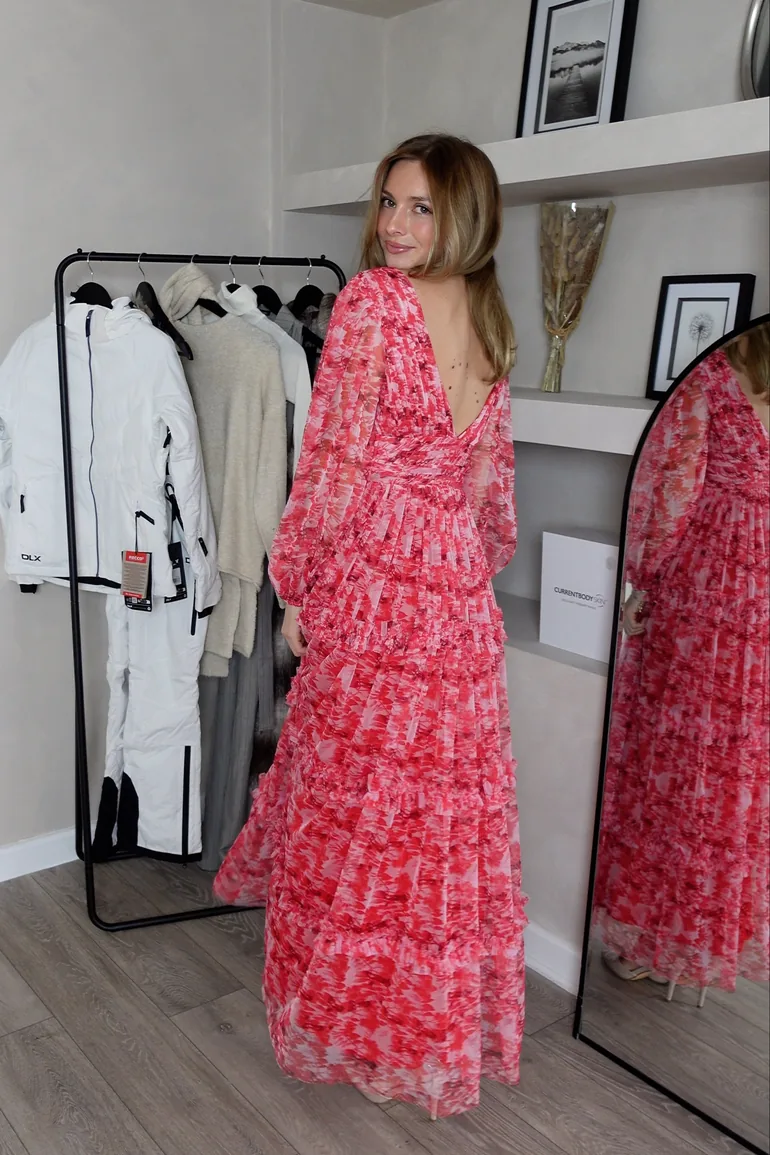 Lydia Maxi Dress in Red Floral - 11