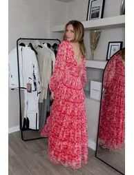 Lydia Maxi Dress in Red Floral - 11