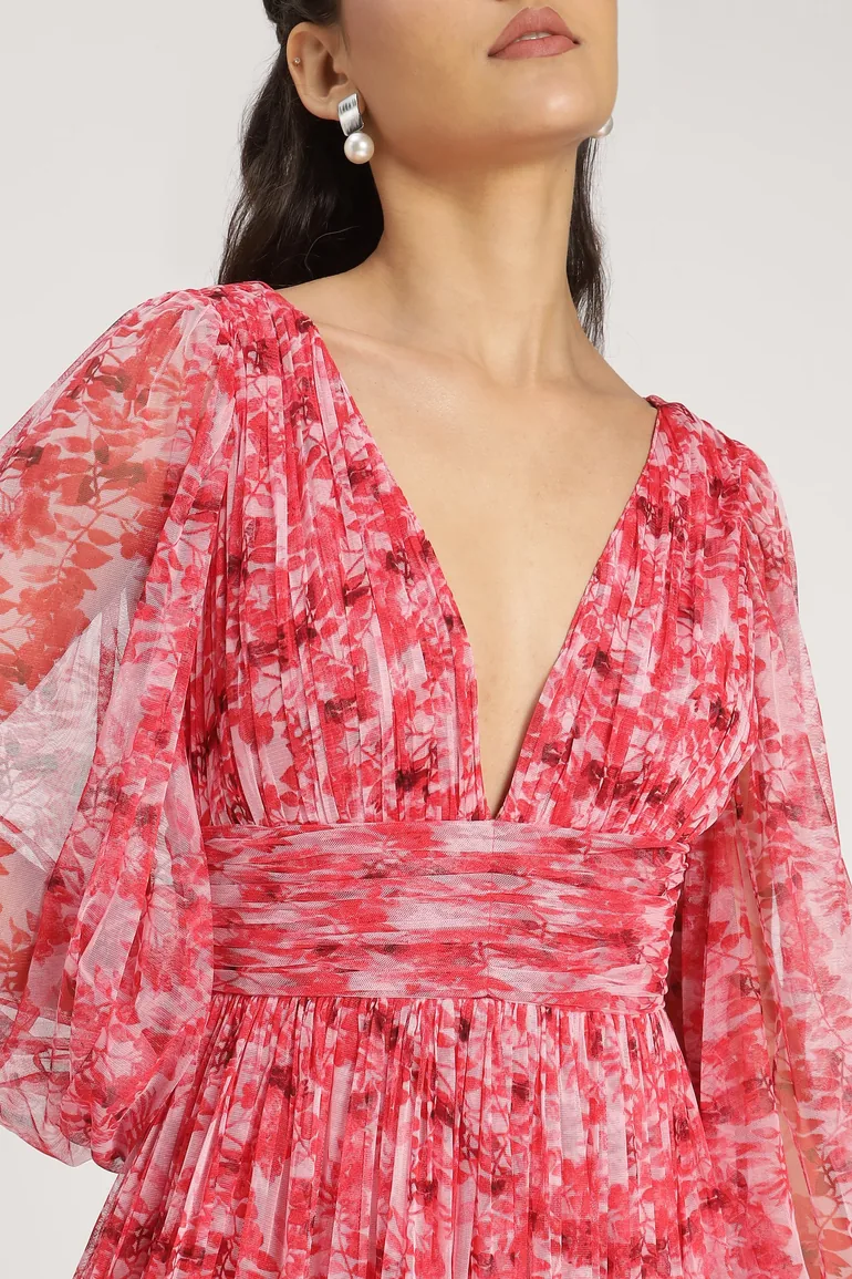 Lydia Maxi Dress in Red Floral - 9