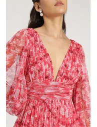 Lydia Maxi Dress in Red Floral - 9