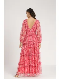 Lydia Maxi Dress in Red Floral - 6
