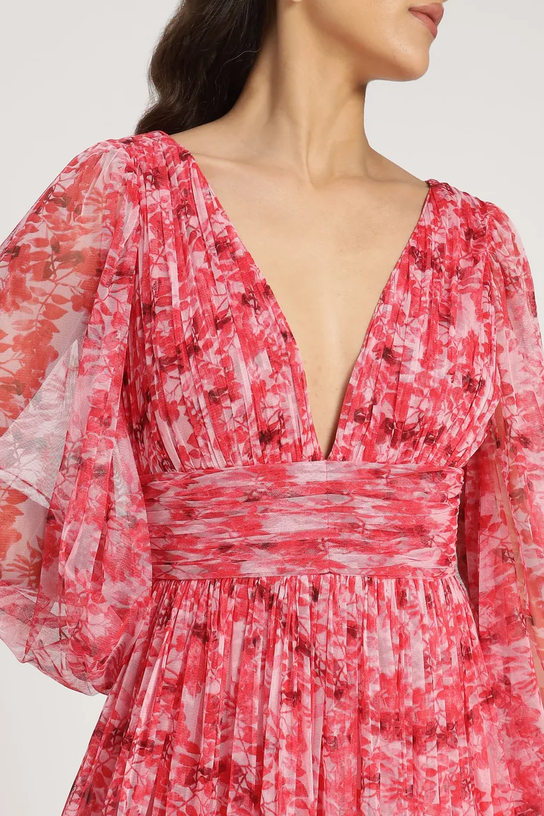 Lydia Maxi Dress in Red Floral - 8