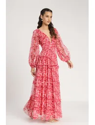 Lydia Maxi Dress in Red Floral - 5
