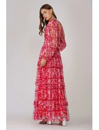 Lydia Maxi Dress in Red Floral - 12