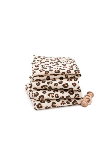 Set of 4 Azhar Leopard Print 100% Cotton Muslin Swaddles