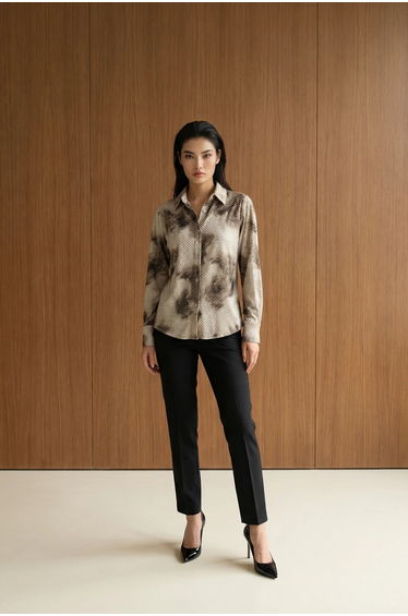MY FASHION Women’s Abstract Velvet Woven Shirt